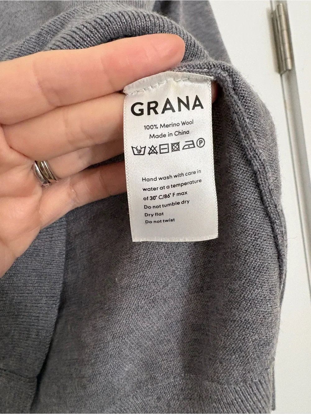 GRANA Italian Merino Wool Gray Crewneck Knit Sweater Pullover Men Size L